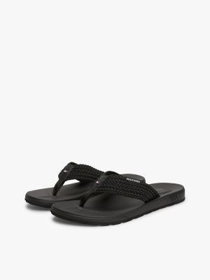 sandali infradito con fasce intrecciate nero da uomini tommy hilfiger