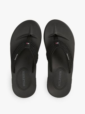 sandali infradito con fasce intrecciate nero da uomini tommy hilfiger