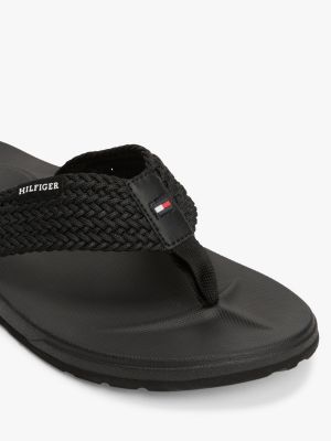 sandali infradito con fasce intrecciate nero da uomini tommy hilfiger