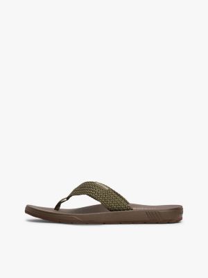 khaki woven strap flip-flops for men tommy hilfiger