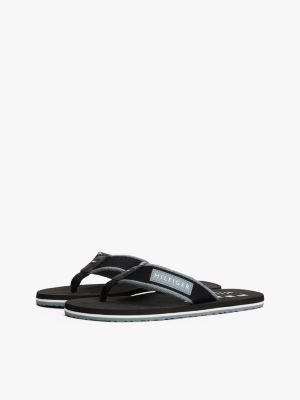 blue patch logo webbing flip-flops for men tommy hilfiger