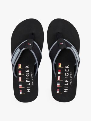 blauw teenslipper met webbing band en logo voor heren - tommy hilfiger