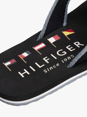 blue patch logo webbing flip-flops for men tommy hilfiger