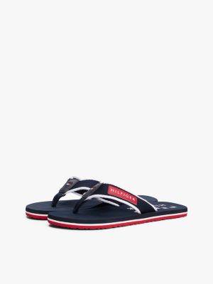 multi patch logo webbing flip-flops for men tommy hilfiger