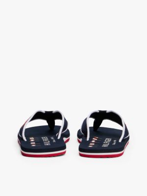 multi patch logo webbing flip-flops for men tommy hilfiger