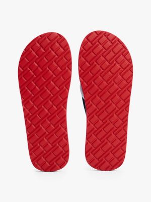 multi patch logo webbing flip-flops for men tommy hilfiger