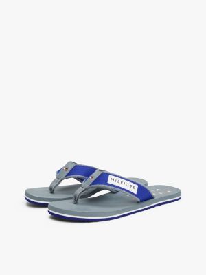 blue patch logo webbing flip-flops for men tommy hilfiger