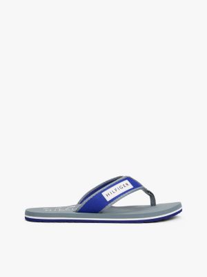 blue teenslipper met webbing band en logo voor heren - tommy hilfiger