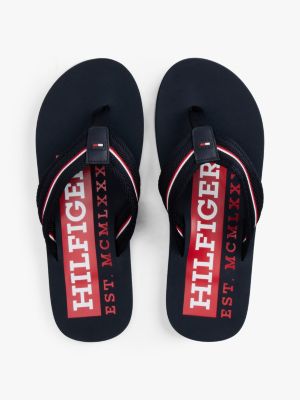 multi signature tape webbing flip-flops for men tommy hilfiger