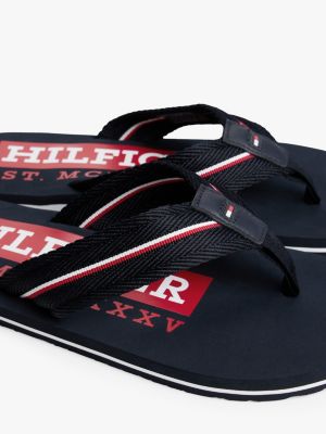 multi signature tape webbing flip-flops for men tommy hilfiger