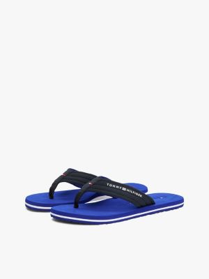 blue logo webbing flip-flops for men tommy hilfiger