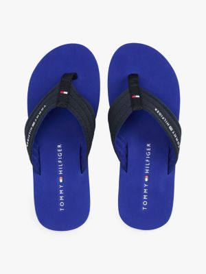 blue logo webbing flip-flops for men tommy hilfiger