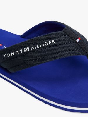 blue logo webbing flip-flops for men tommy hilfiger