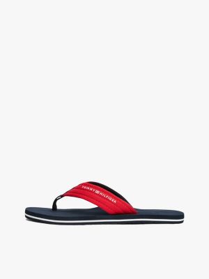 multi logo webbing flip-flops for men tommy hilfiger