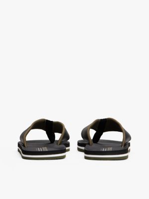 black logo padded strap flip-flops for men tommy hilfiger