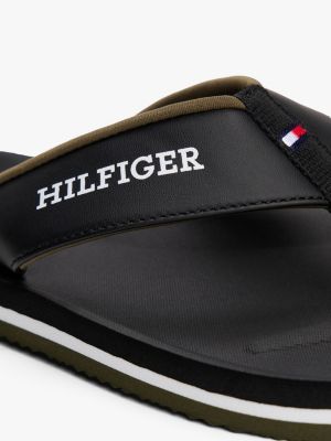 tongs à brides matelassées et logo noir pour hommes tommy hilfiger