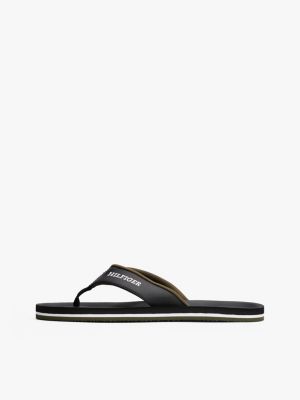 black logo padded strap flip-flops for men tommy hilfiger