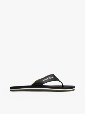 black logo padded strap flip-flops for men tommy hilfiger