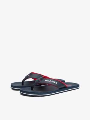 blue logo padded strap flip-flops for men tommy hilfiger