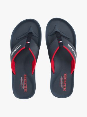 blue logo padded strap flip-flops for men tommy hilfiger