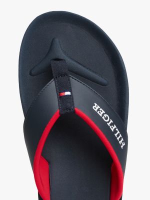 blue logo padded strap flip-flops for men tommy hilfiger