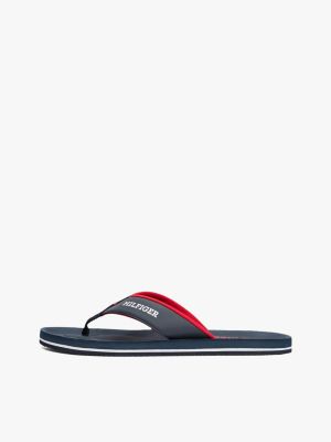 blue logo padded strap flip-flops for men tommy hilfiger