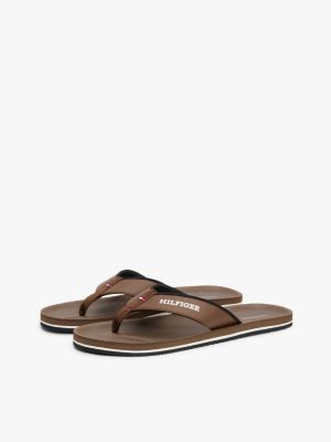 multi logo padded strap flip-flops for men tommy hilfiger