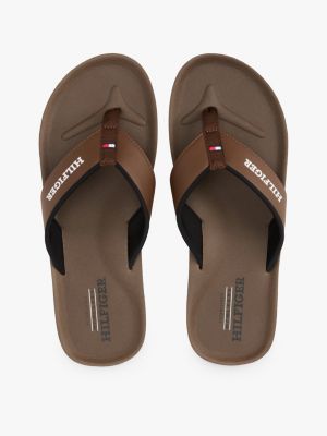 multi logo padded strap flip-flops for men tommy hilfiger