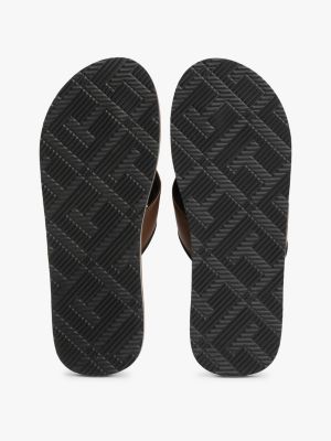 multi logo padded strap flip-flops for men tommy hilfiger