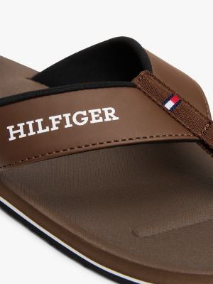 multi logo padded strap flip-flops for men tommy hilfiger