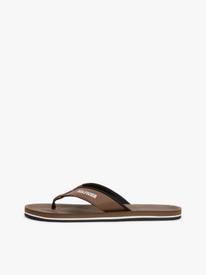 multi logo padded strap flip-flops for men tommy hilfiger