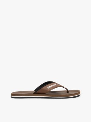 multi logo padded strap flip-flops for men tommy hilfiger