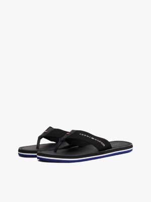 black logo canvas strap flip-flops for men tommy hilfiger