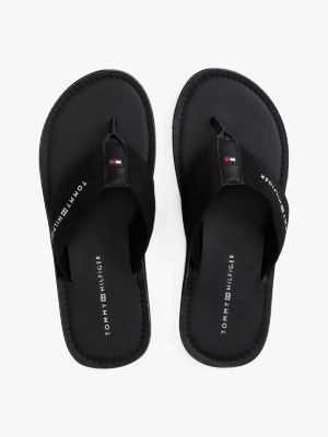 black logo canvas strap flip-flops for men tommy hilfiger