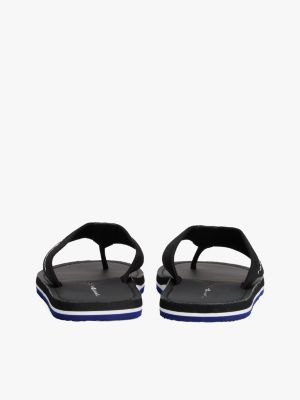 black logo canvas strap flip-flops for men tommy hilfiger