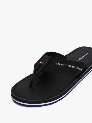 black logo canvas strap flip-flops for men tommy hilfiger