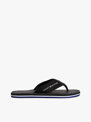 black logo canvas strap flip-flops for men tommy hilfiger