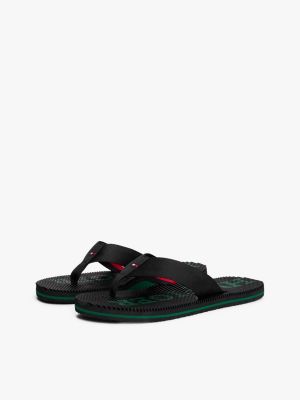 black logo massage footbed flip-flops for men tommy hilfiger