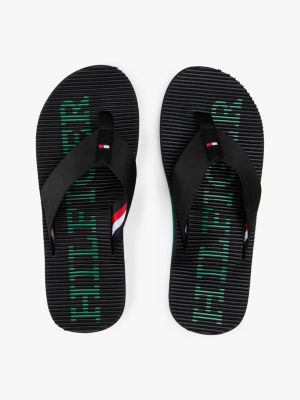 black logo massage footbed flip-flops for men tommy hilfiger