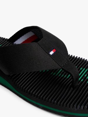 black logo massage footbed flip-flops for men tommy hilfiger