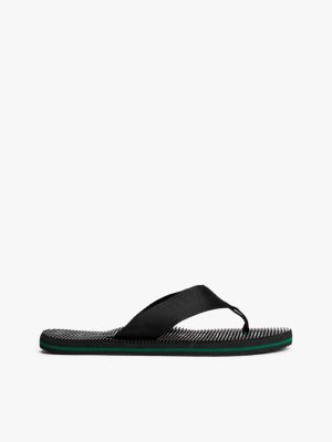 black logo massage footbed flip-flops for men tommy hilfiger