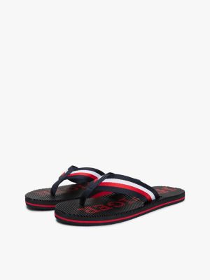 multi logo massage footbed flip-flops for men tommy hilfiger