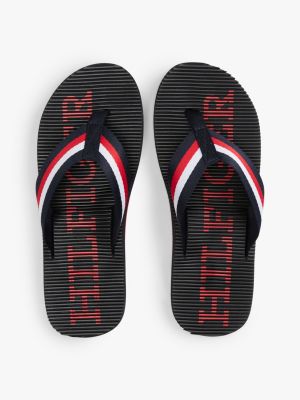 multi logo massage footbed flip-flops for men tommy hilfiger