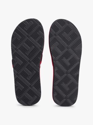 multi logo massage footbed flip-flops for men tommy hilfiger