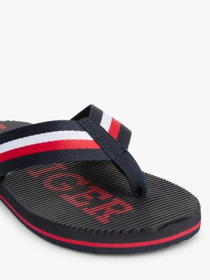 multi logo massage footbed flip-flops for men tommy hilfiger