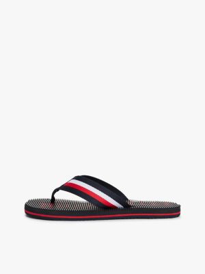 multi logo massage footbed flip-flops for men tommy hilfiger