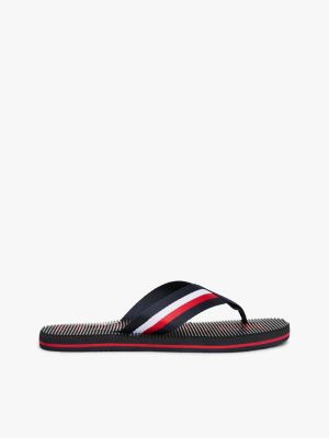 multi logo massage footbed flip-flops for men tommy hilfiger