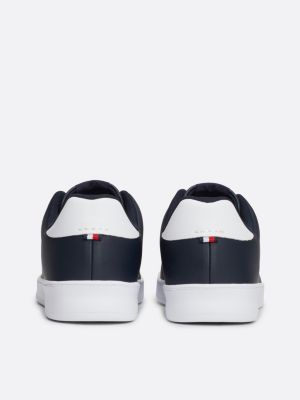 blue colour-pop heel cupsole court trainers for men tommy hilfiger