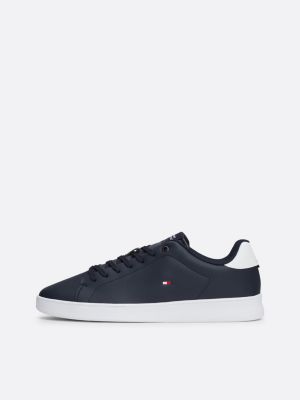 blue colour-pop heel cupsole court trainers for men tommy hilfiger