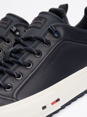 blau ledersneaker mit haifischsohle für herren - tommy hilfiger